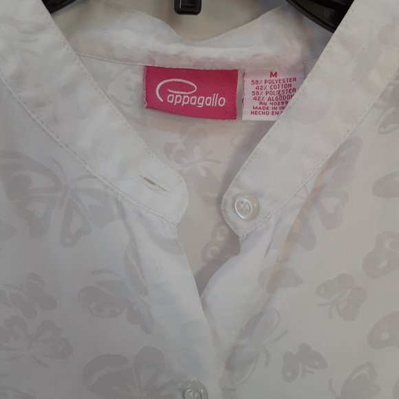 Cappagallo Women's 3/4 Sleeve Button-Up Shirt Butterfly Print White Size Medium - Picture 5 of 7